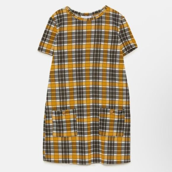 NWT ZARA Plaid Shift Dress - Picture 1 of 9